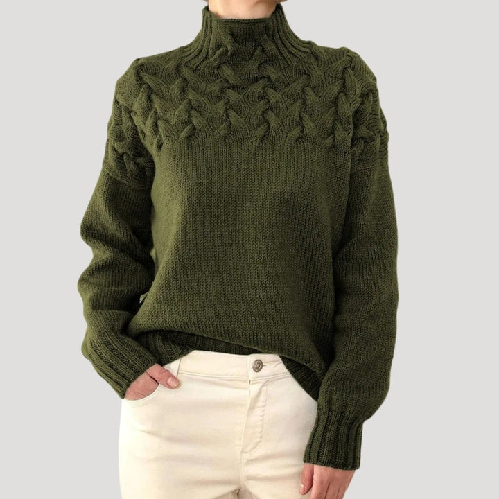 Pullover mit hohem Kragen aus Kabelstrick für Damen – Frühlingslook