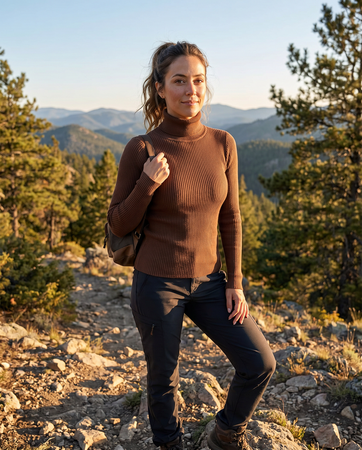 Modischer gerippter Rollkragenpullover für Damen