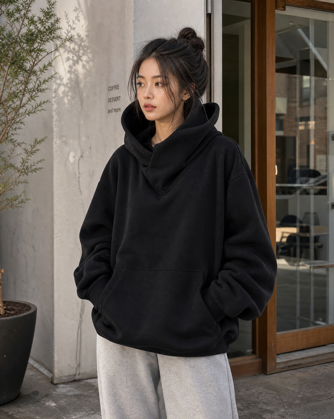 Übergroßes Damen Sweatshirt mit Rollkragen