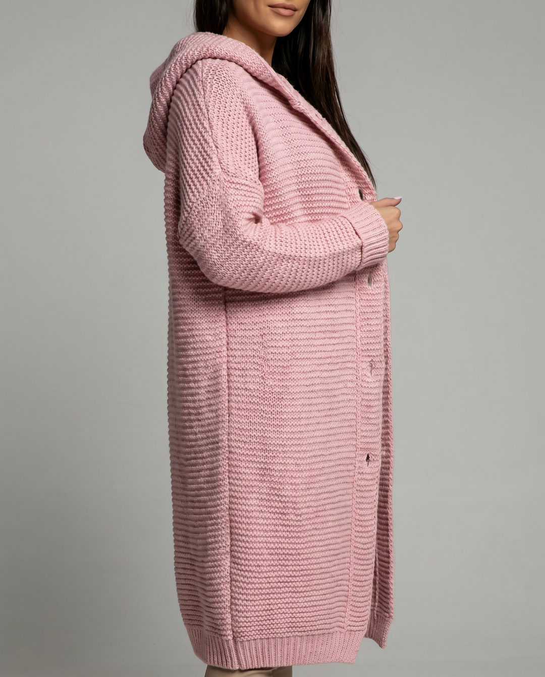 Locker geschnittener Kapuzen-Cardigan für Damen