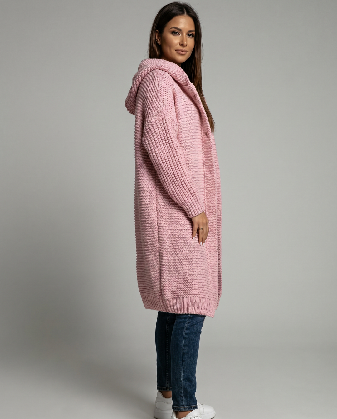 Locker geschnittener Kapuzen-Cardigan für Damen