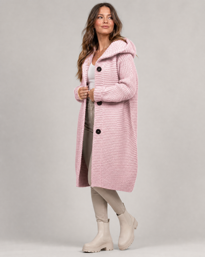 Locker geschnittener Kapuzen-Cardigan für Damen