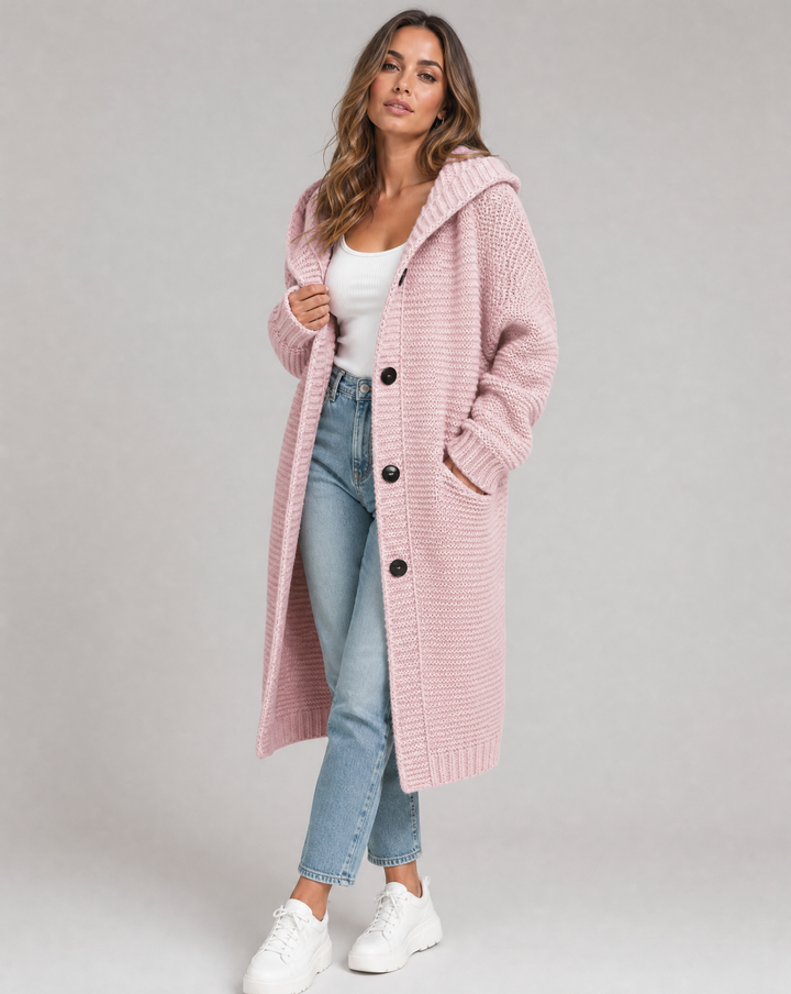 Locker geschnittener Kapuzen-Cardigan für Damen