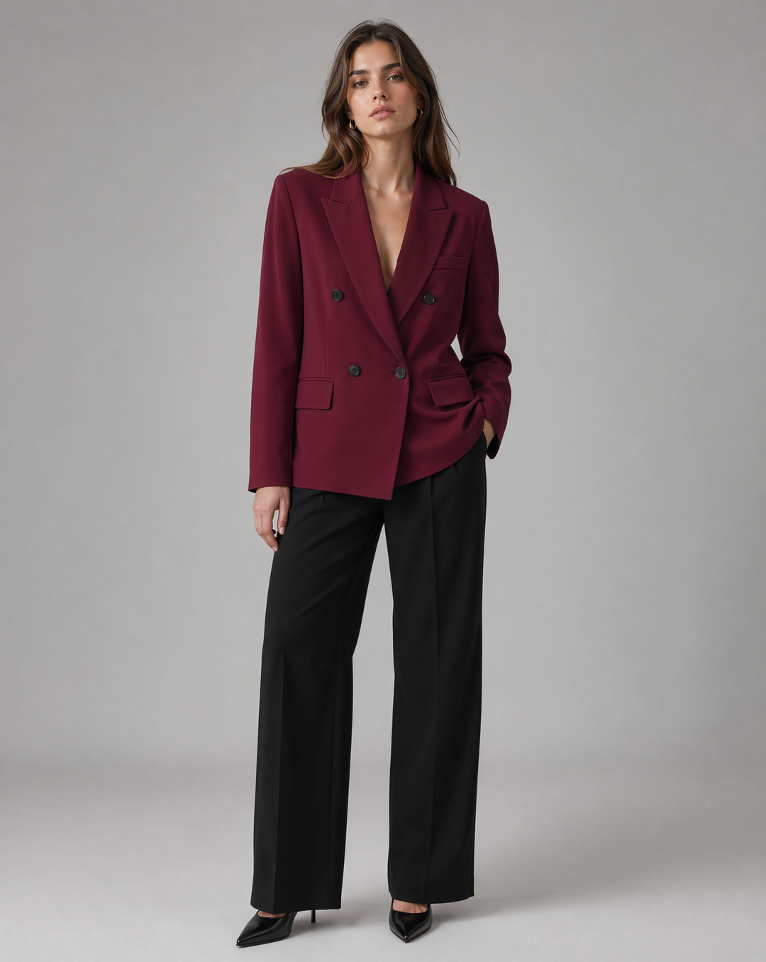 Bordeauxroter Blazer mit klassischem Revers