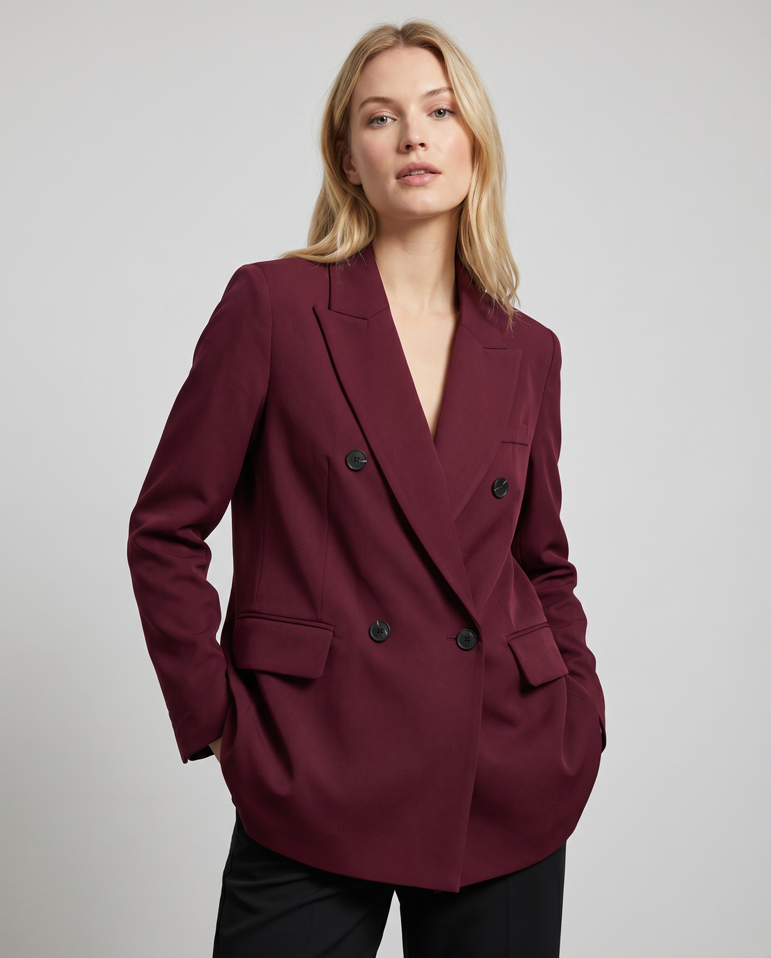 Bordeauxroter Blazer mit klassischem Revers