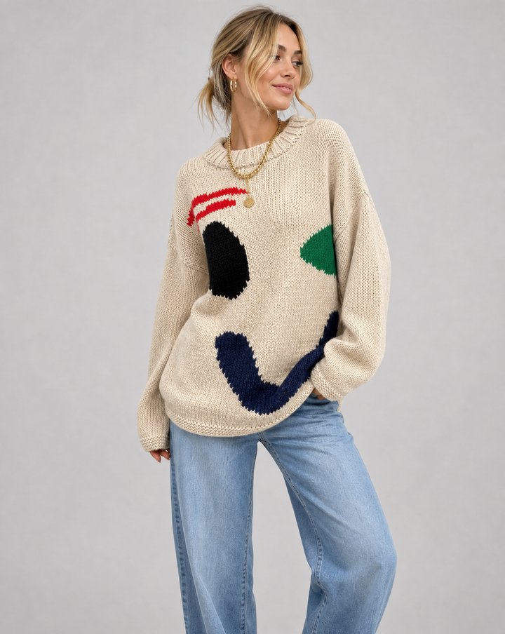 Überdimensionale Pullover mit Smiley-Gesicht-Motiv
