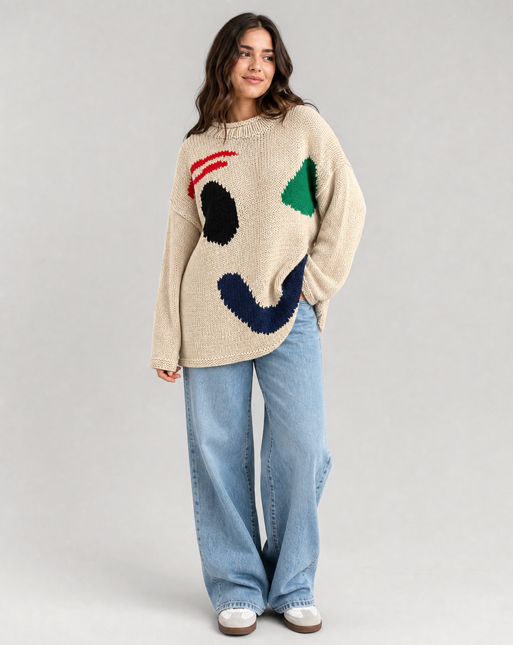 Überdimensionale Pullover mit Smiley-Gesicht-Motiv