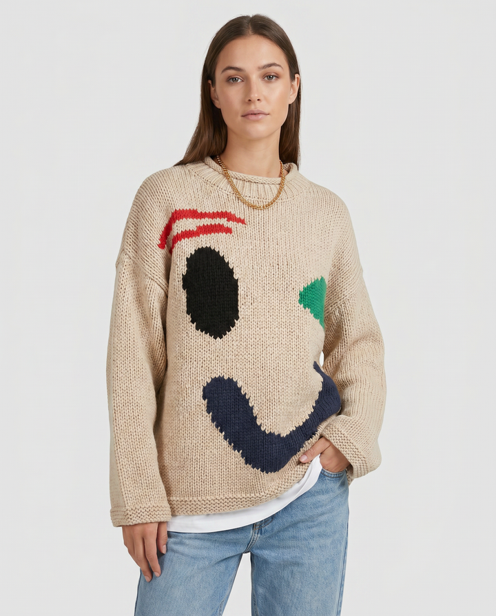 Überdimensionale Pullover mit Smiley-Gesicht-Motiv