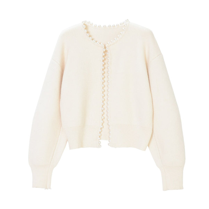 Strickjacke mit Perlendetails