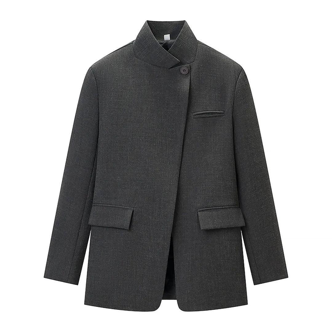 Karierter Blazer mit Stehkragen