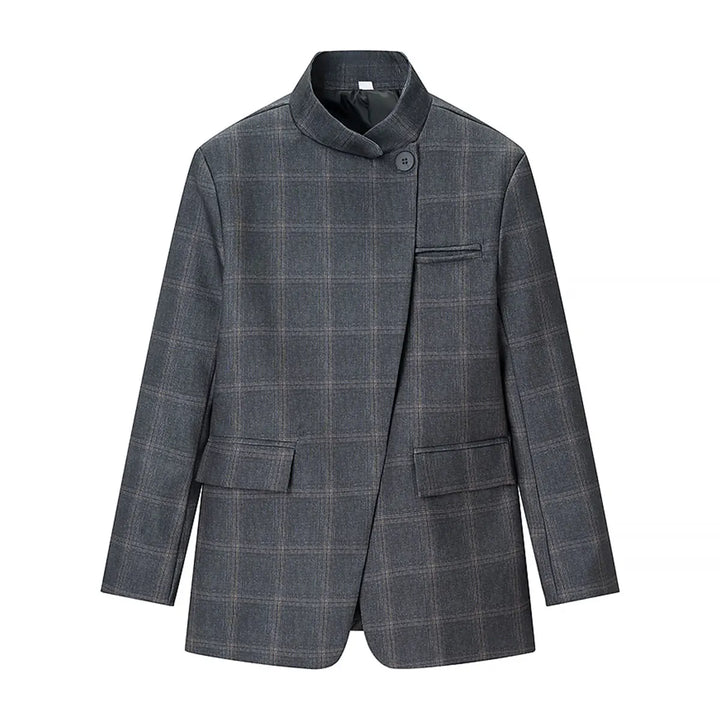Karierter Blazer mit Stehkragen