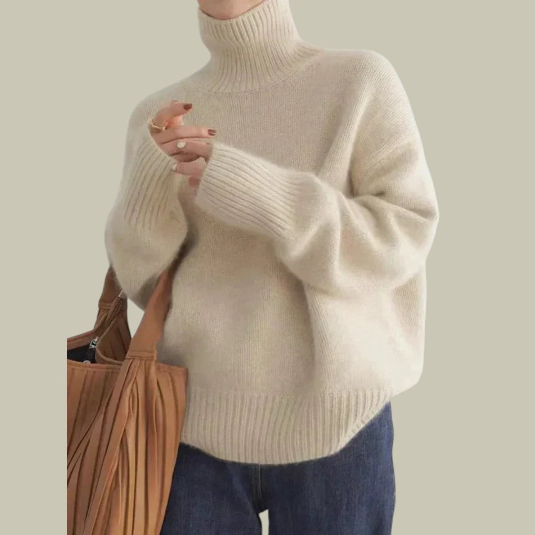 Gemütlicher Wollmischpullover mit Hochkragen für Damen im Relaxed Fit