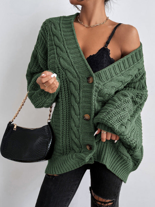 Übergrosse Kabelstrick-Strickjacke