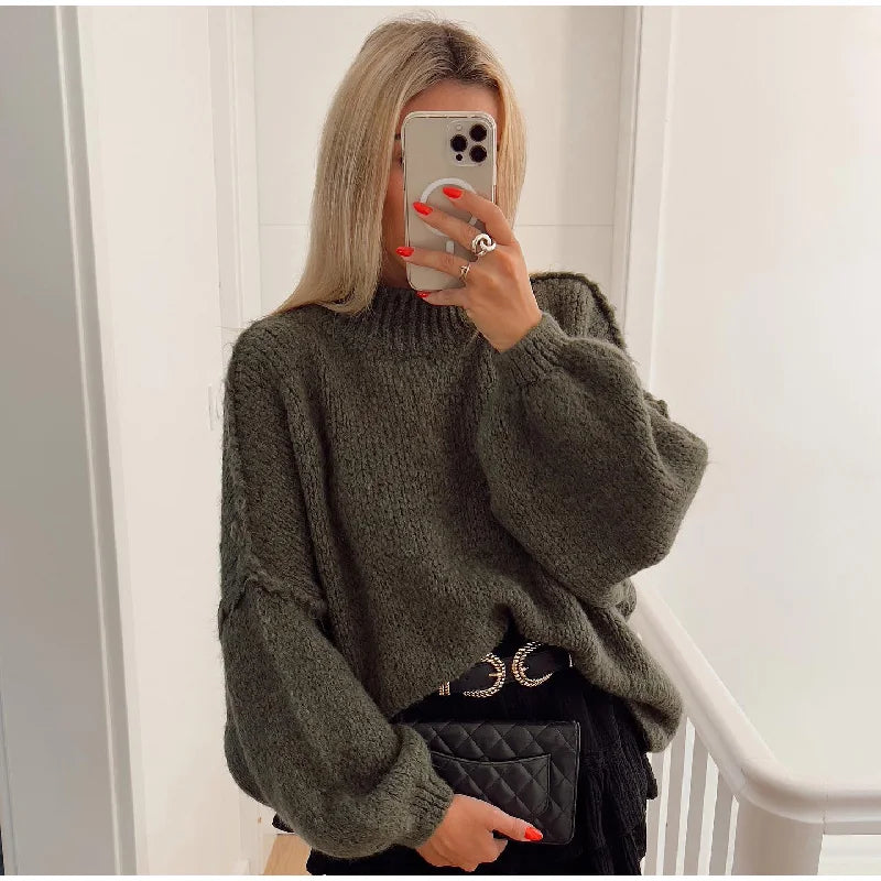 Flauschiger Oversized Strickpullover für Damen