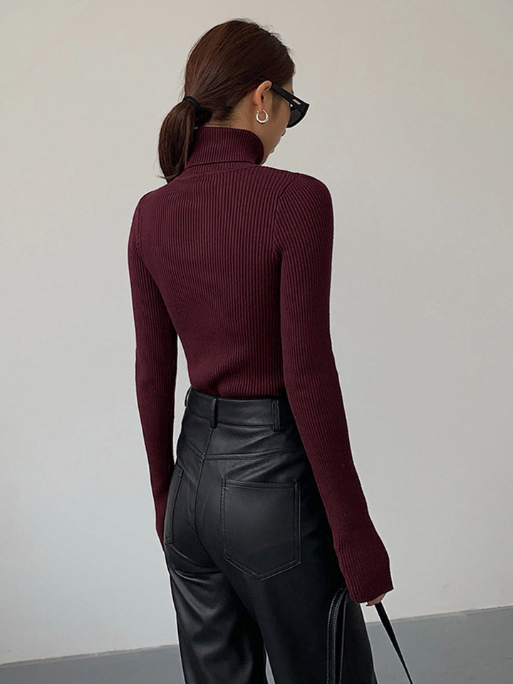 Modischer gerippter Rollkragenpullover für Damen