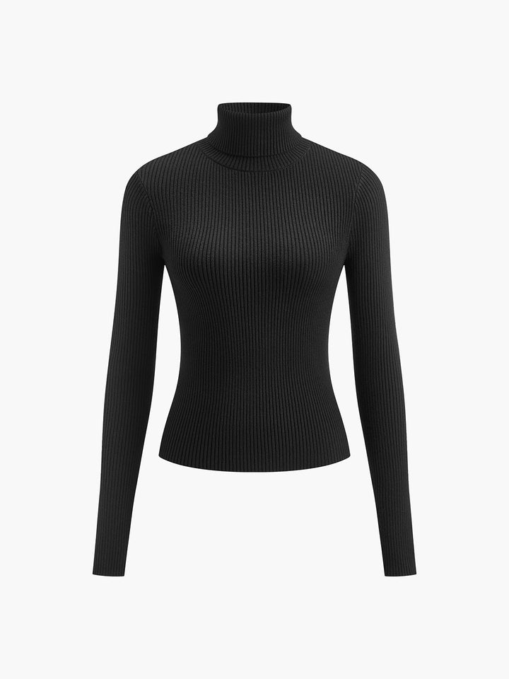 Modischer gerippter Rollkragenpullover für Damen
