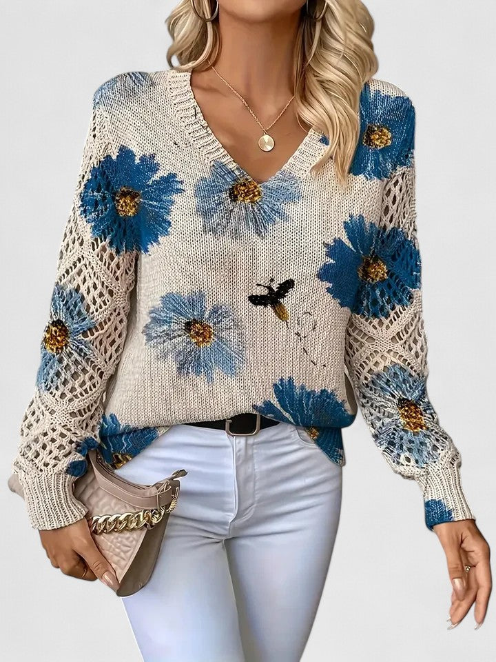 Leichter Pullover mit floralem Muster
