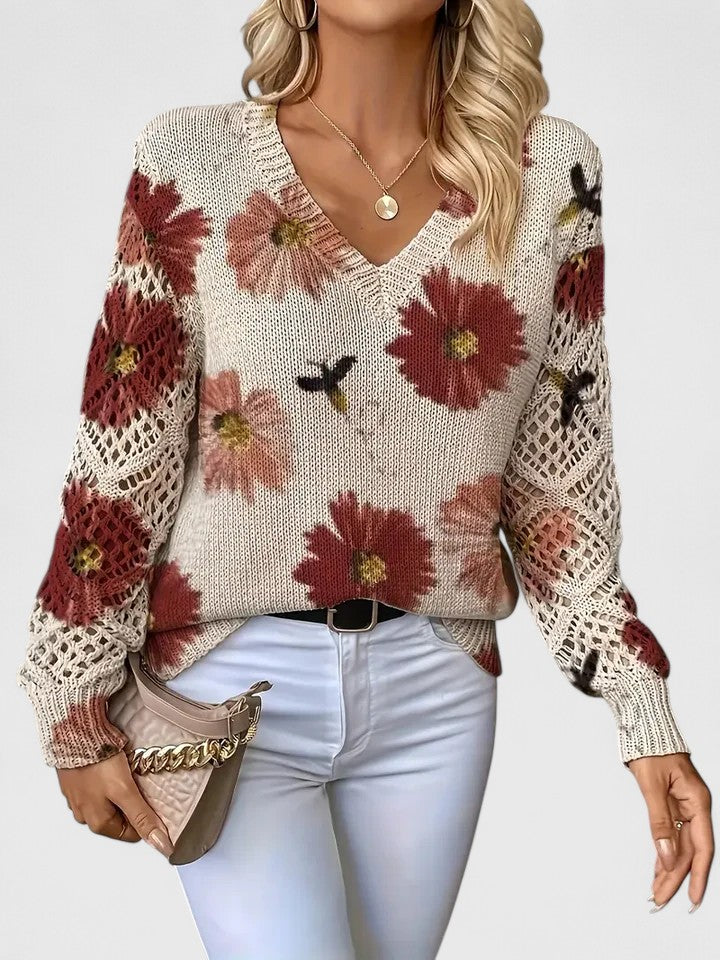 Leichter Pullover mit floralem Muster