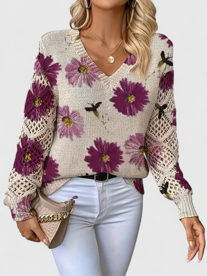 Leichter Pullover mit floralem Muster