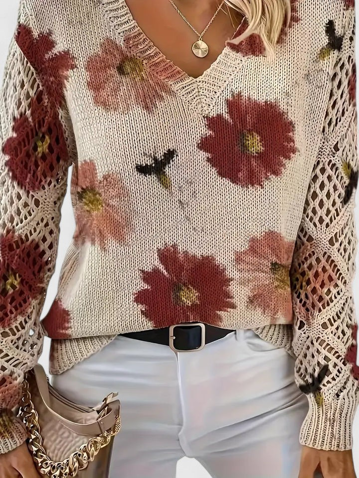 Leichter Pullover mit floralem Muster