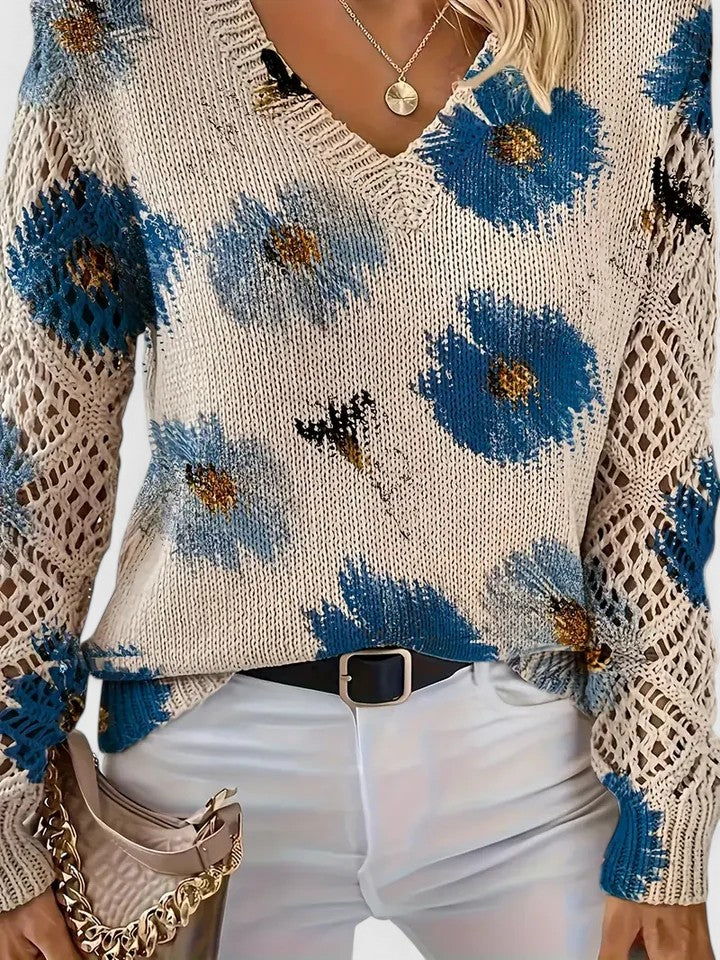 Leichter Pullover mit floralem Muster