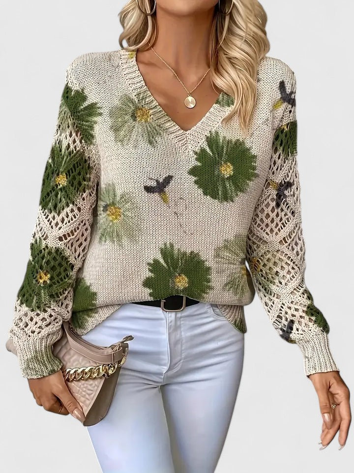 Leichter Pullover mit floralem Muster