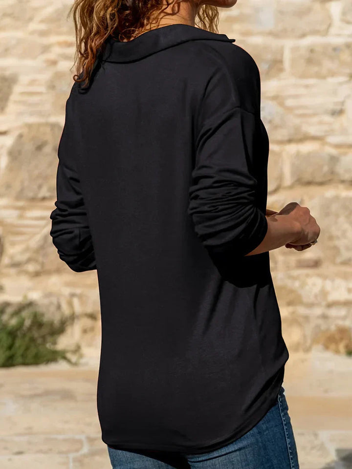 Rippstrick-Damenpullover mit Halbzip