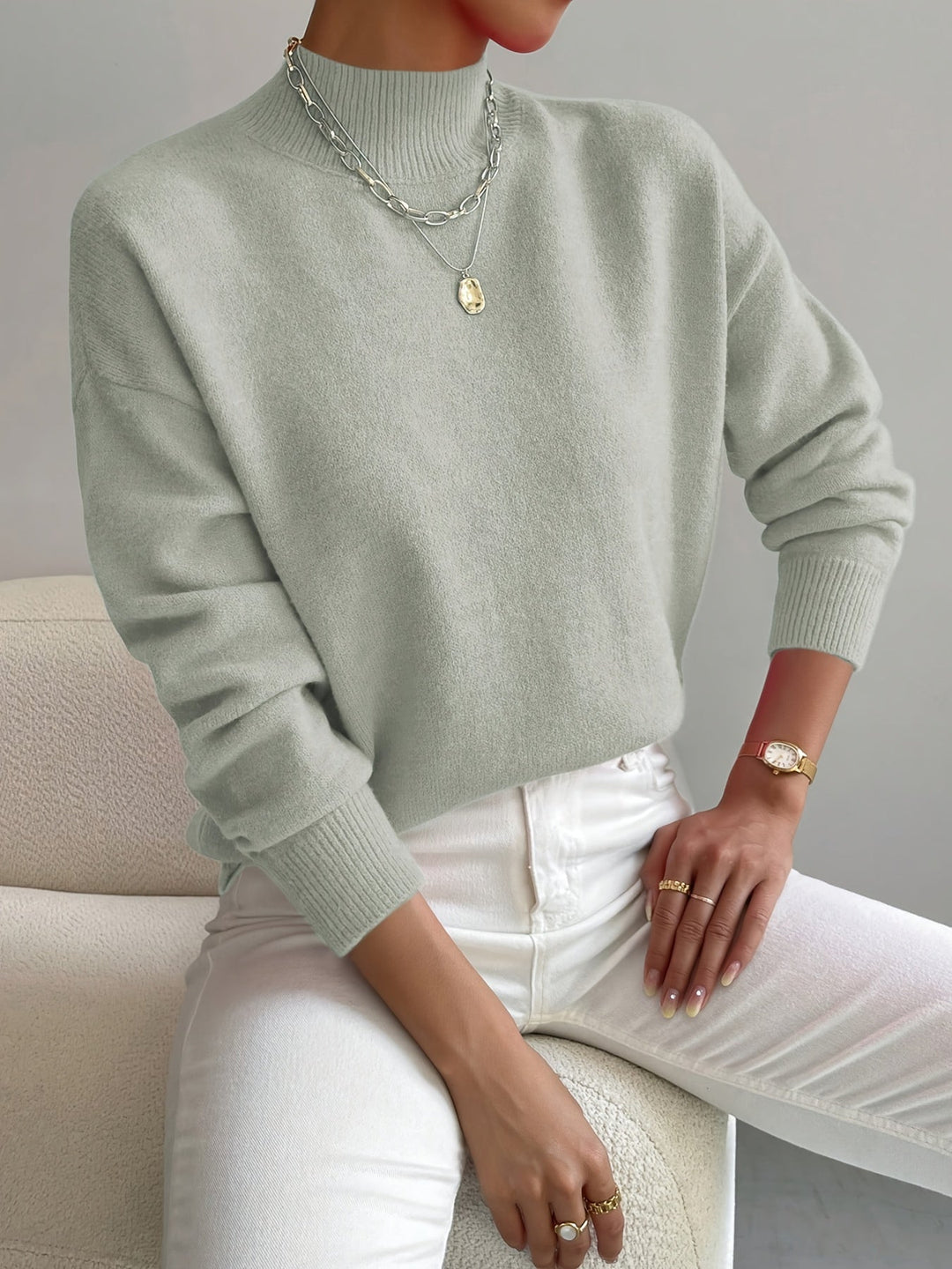 Eleganter, bequemer Rollkragen-Strickpullover für Damen
