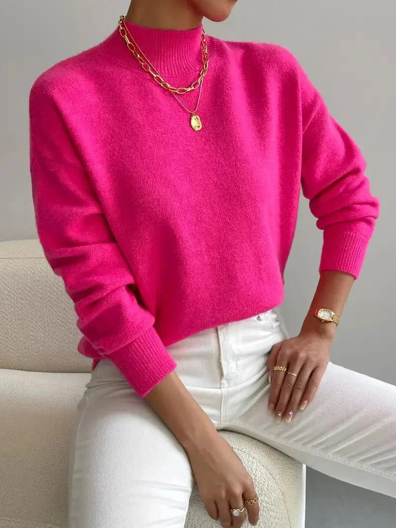 Eleganter, bequemer Rollkragen-Strickpullover für Damen
