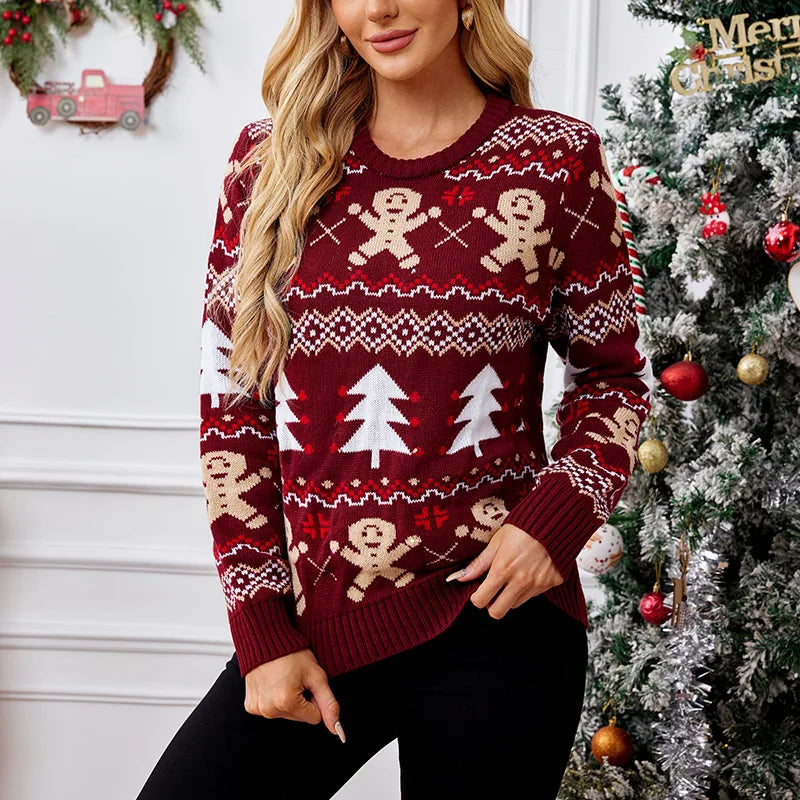 Damen Winter-Weihnachtspullover in Rot