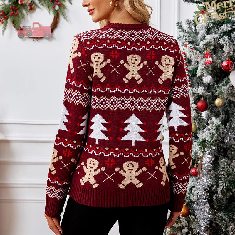 Damen Winter-Weihnachtspullover in Rot