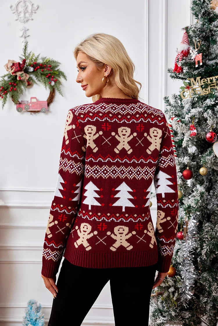 Damen Winter-Weihnachtspullover in Rot