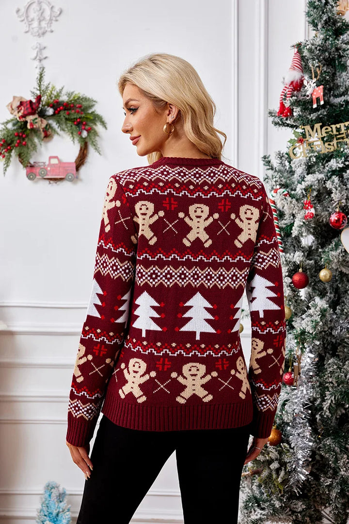 Damen Winter-Weihnachtspullover in Rot