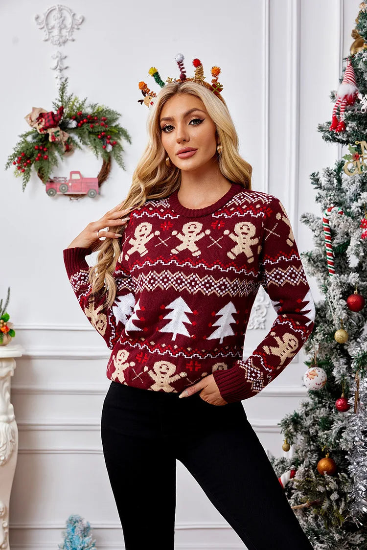 Damen Winter-Weihnachtspullover in Rot