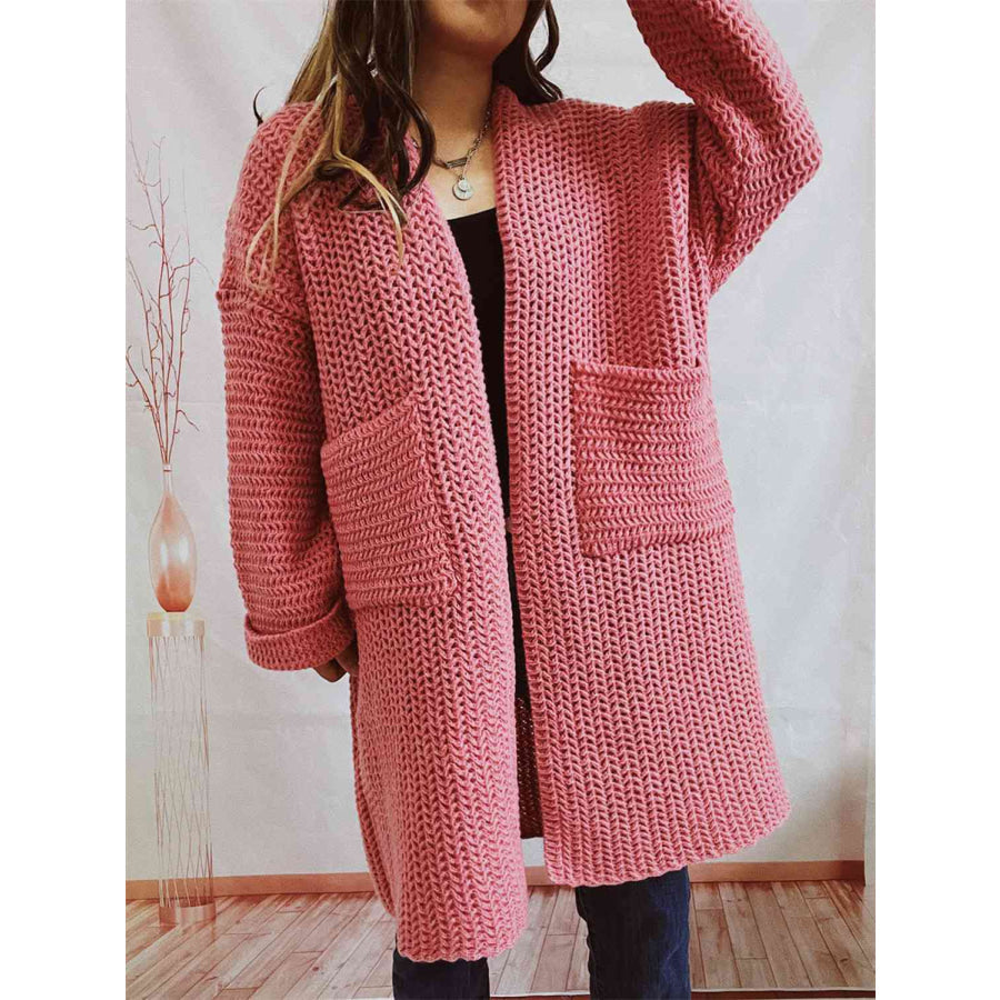 Grob gestrickte Damen-Strickjacke mit offener Front