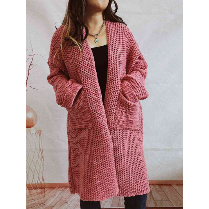 Grob gestrickte Damen-Strickjacke mit offener Front