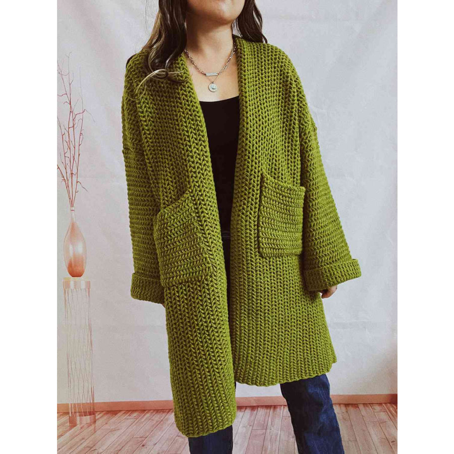 Grob gestrickte Damen-Strickjacke mit offener Front