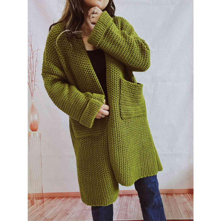 Grob gestrickte Damen-Strickjacke mit offener Front