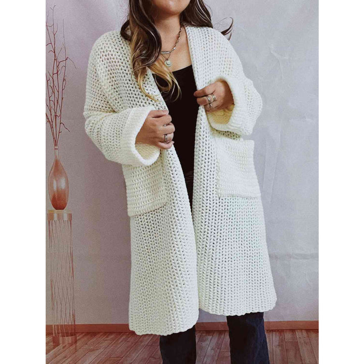 Grob gestrickte Damen-Strickjacke mit offener Front