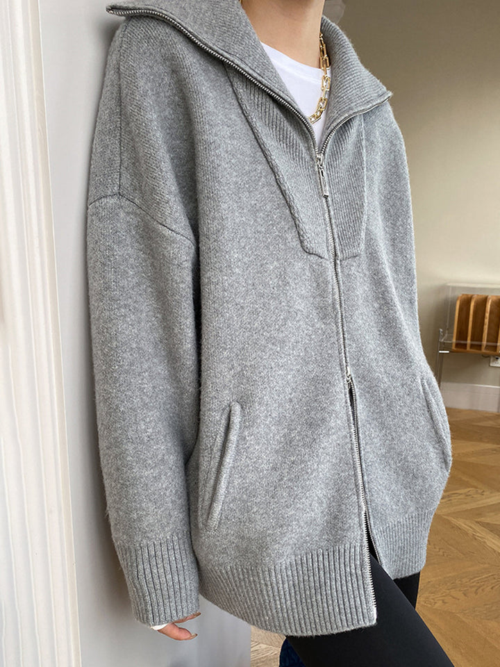 Weit geschnittener Strick-Cardigan mit Reissverschluss
