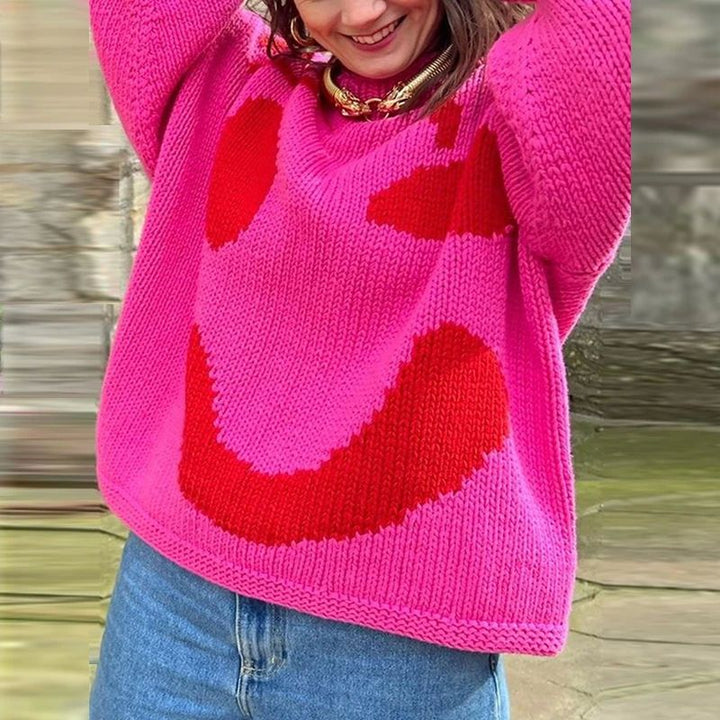 Überdimensionale Pullover mit Smiley-Gesicht-Motiv