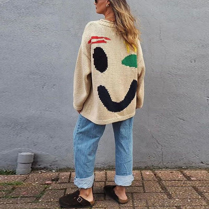 Überdimensionale Pullover mit Smiley-Gesicht-Motiv