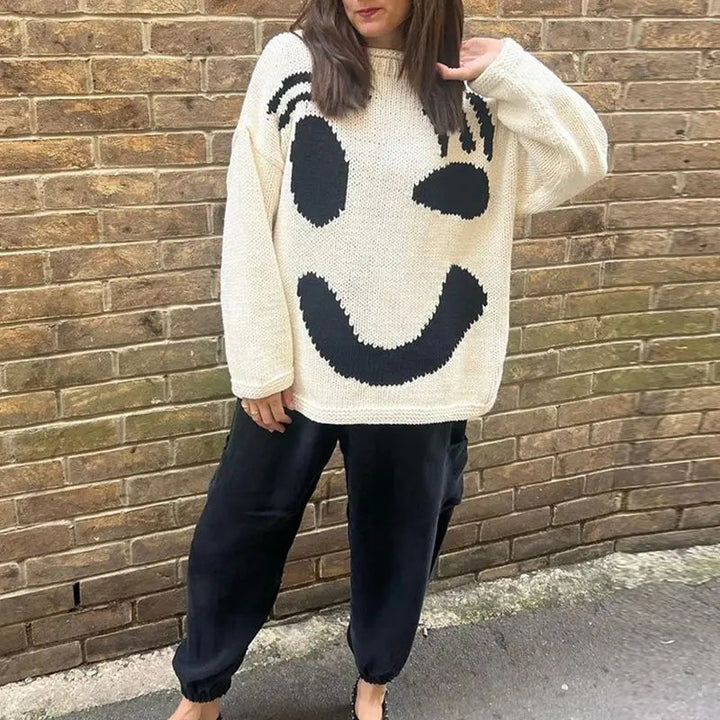 Überdimensionale Pullover mit Smiley-Gesicht-Motiv