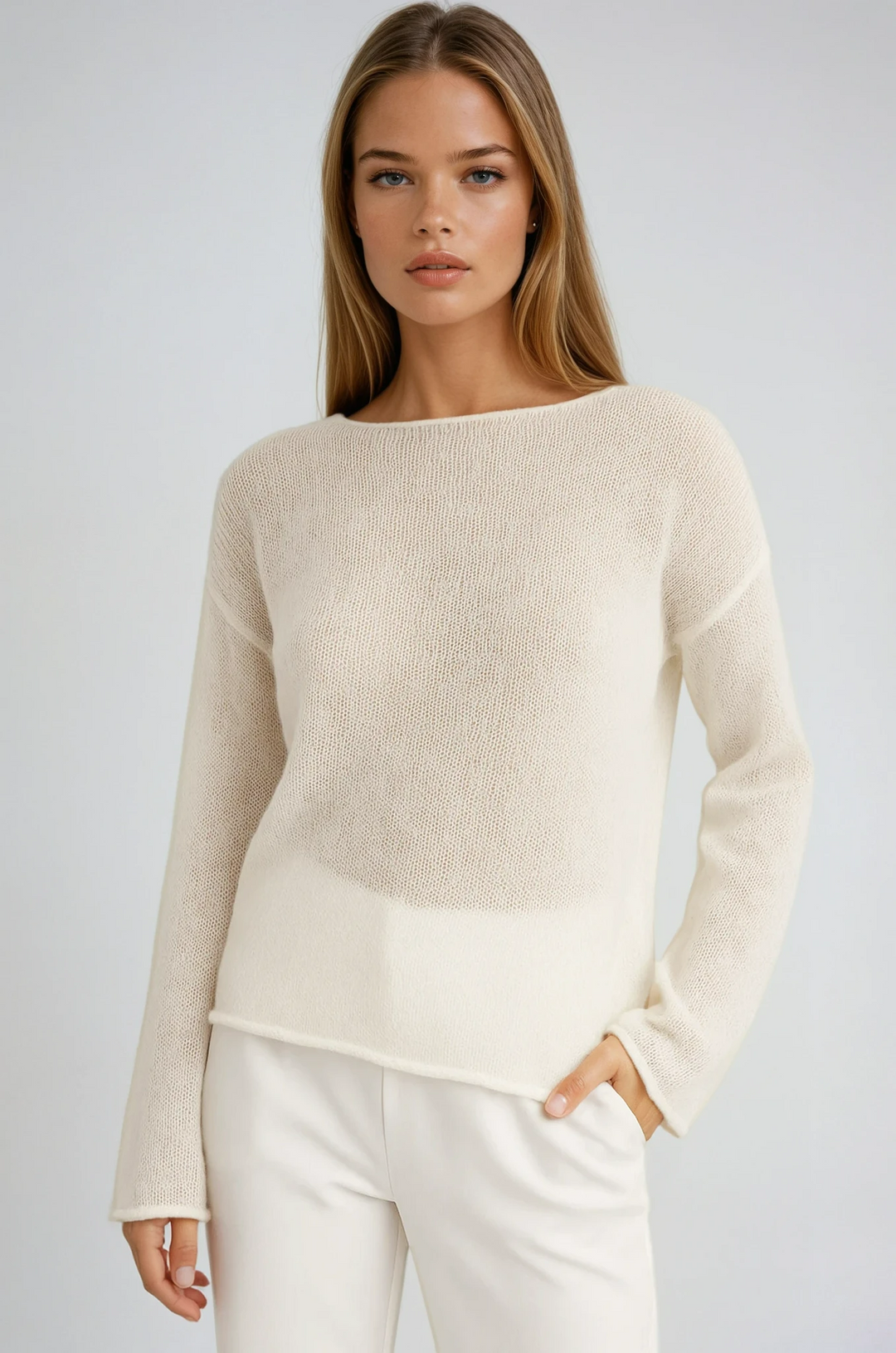 Transparenter strukturierter Strickpullover