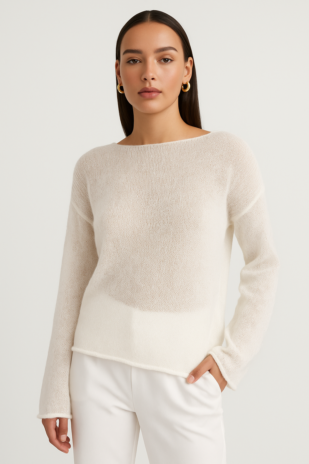 Transparenter strukturierter Strickpullover