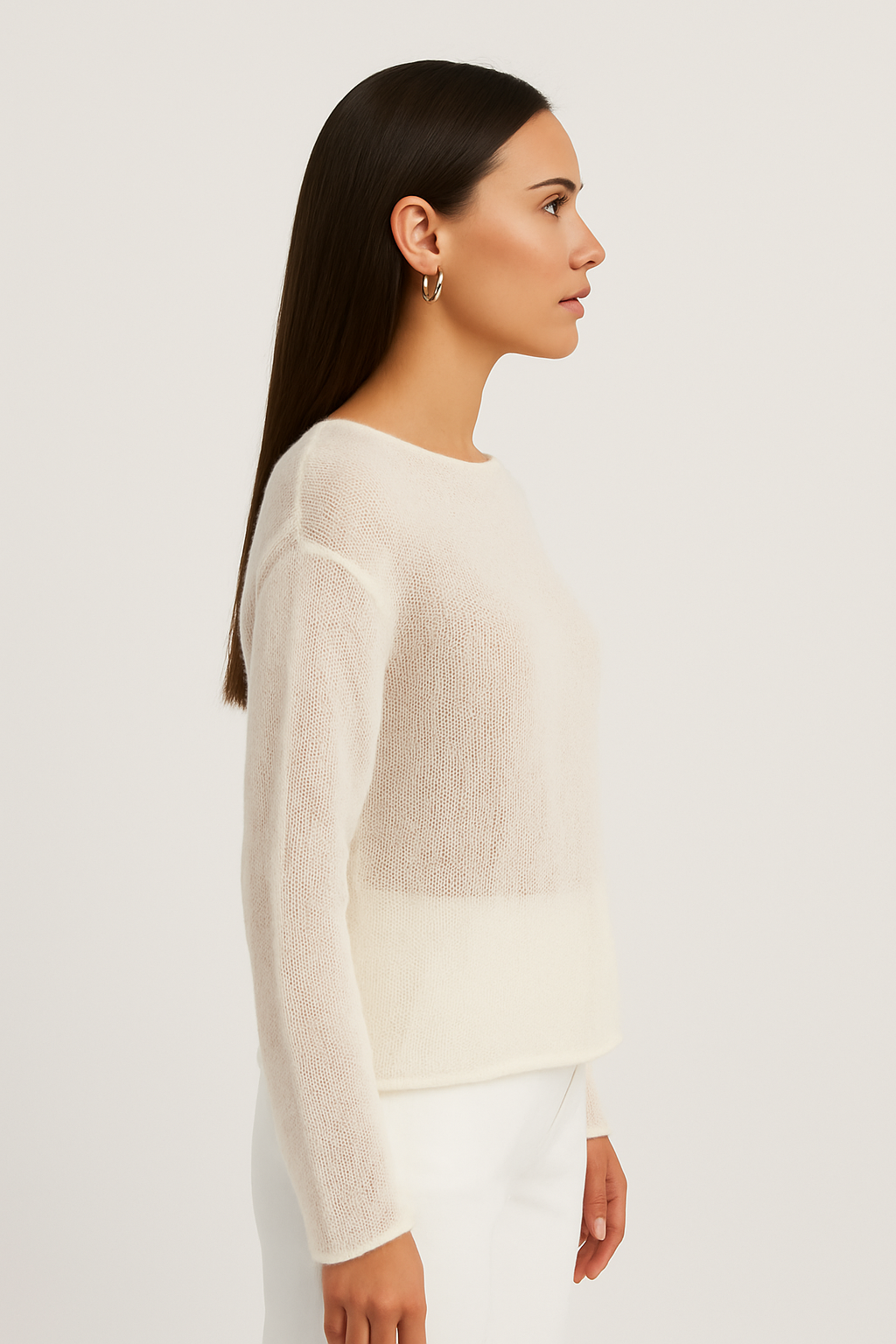 Transparenter strukturierter Strickpullover