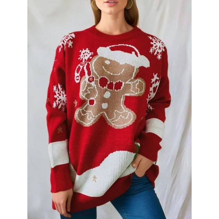 Damen Langarm Weihnachts-Pullover aus Strick