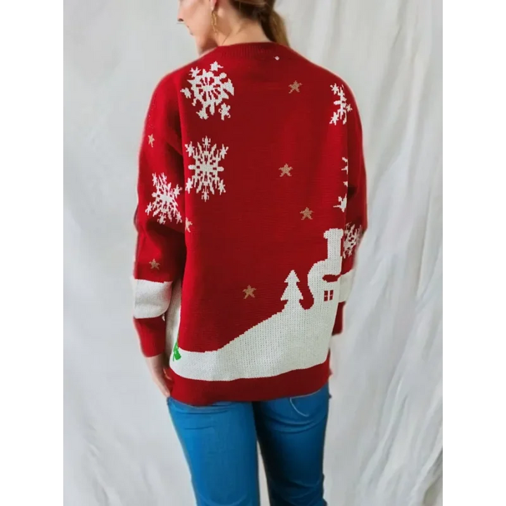 Damen Langarm Weihnachts-Pullover aus Strick