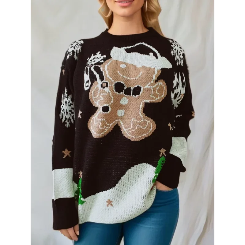 Damen Langarm Weihnachts-Pullover aus Strick