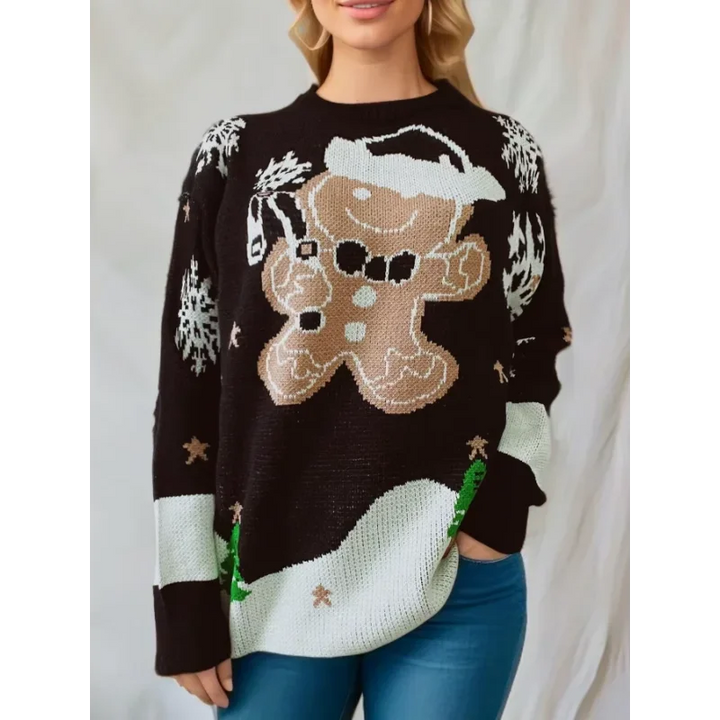 Damen Langarm Weihnachts-Pullover aus Strick